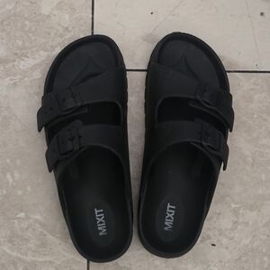 Black MXIT Double-buckle Slide Sandals